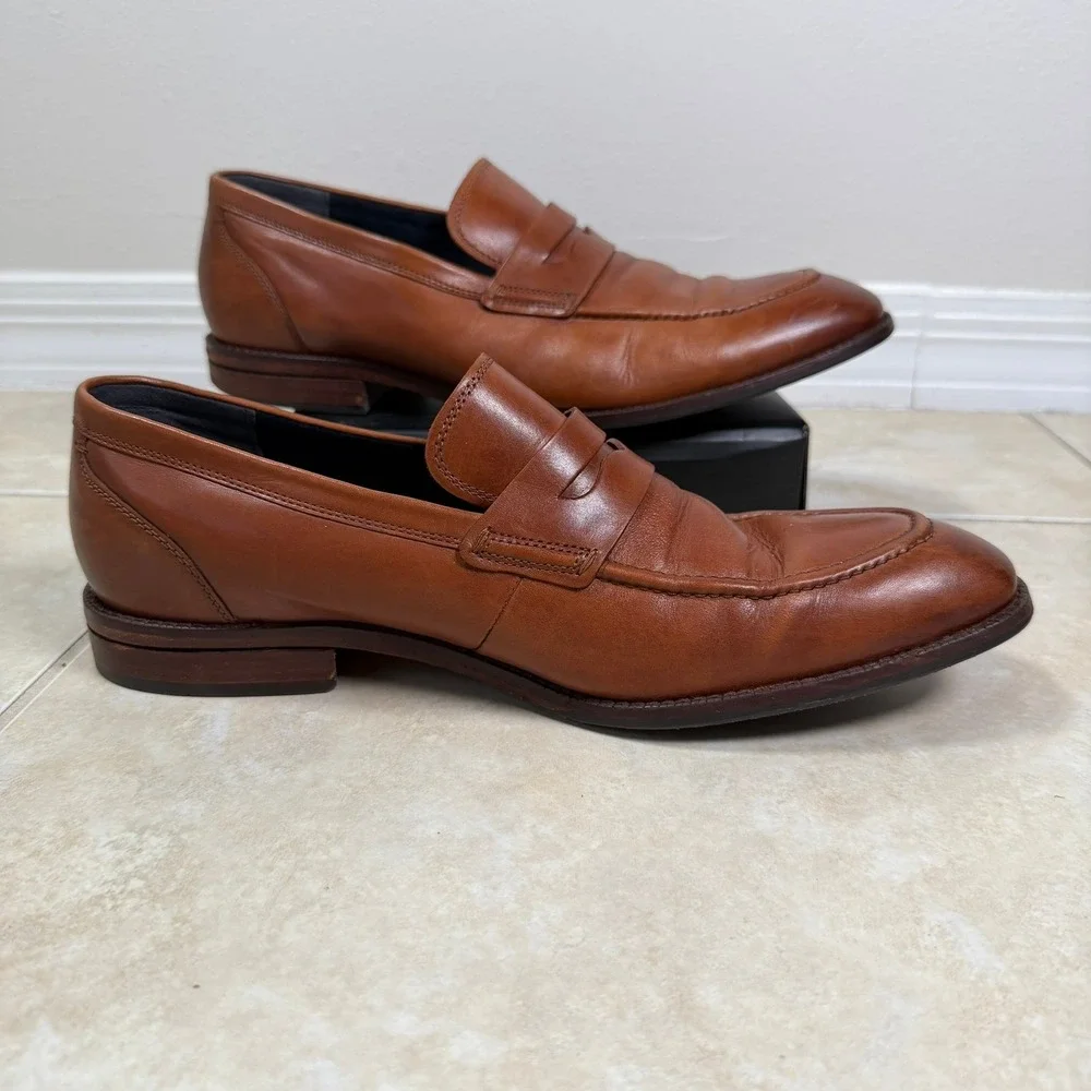 Cole Haan Penny Loafer Mens 11 M British Tan Leather C29038 Moc Toe Dress Shoes